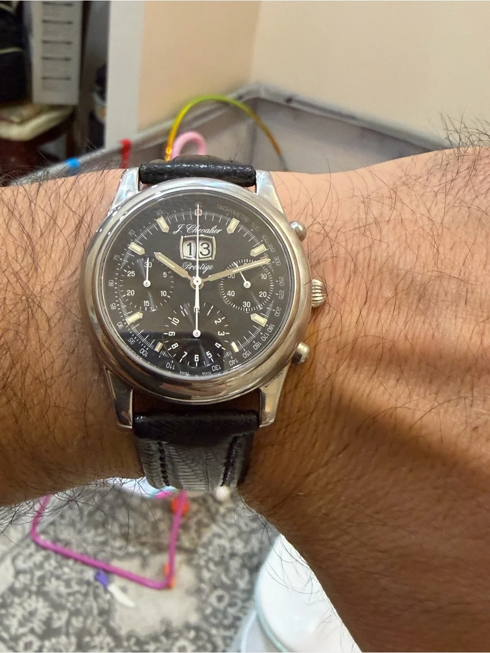 J. Chevalier Prestige Automatic Chronograph 49 Jewels Big Date Watch Ref 3278